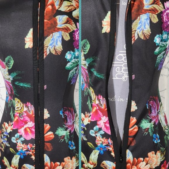 Adrianna Papell Black Floral Printed Sheath Dress - Picture 4 of 5